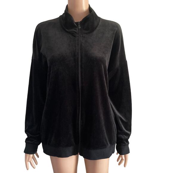 Cable & Gauge Jacket Womens Large Black Velor Full Zip - Picture 9 of 9